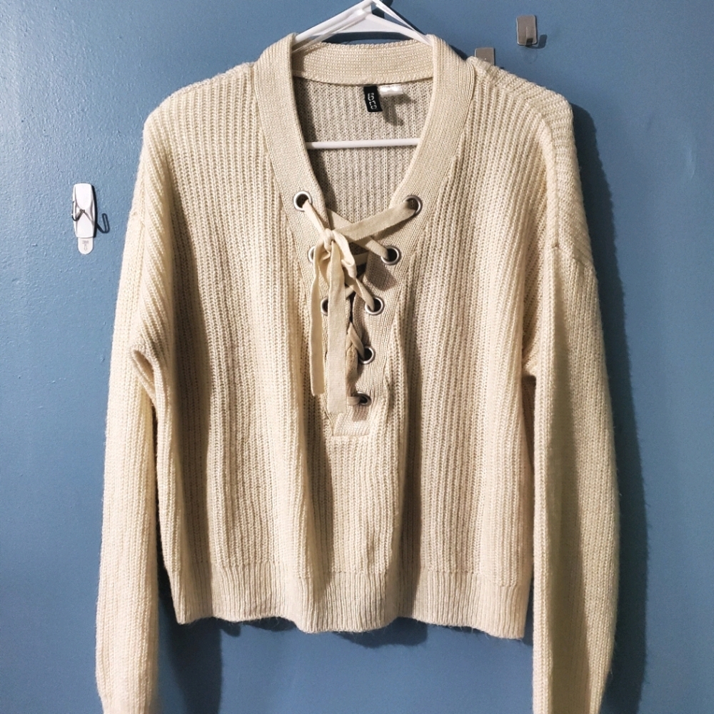 Tie front crop sweater